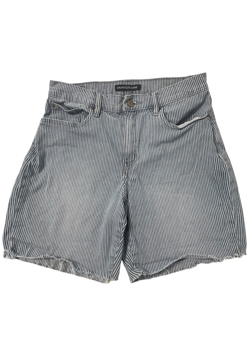 Calvin Klein Jeans High Rise Striped Jean Shorts Blue White Size 6